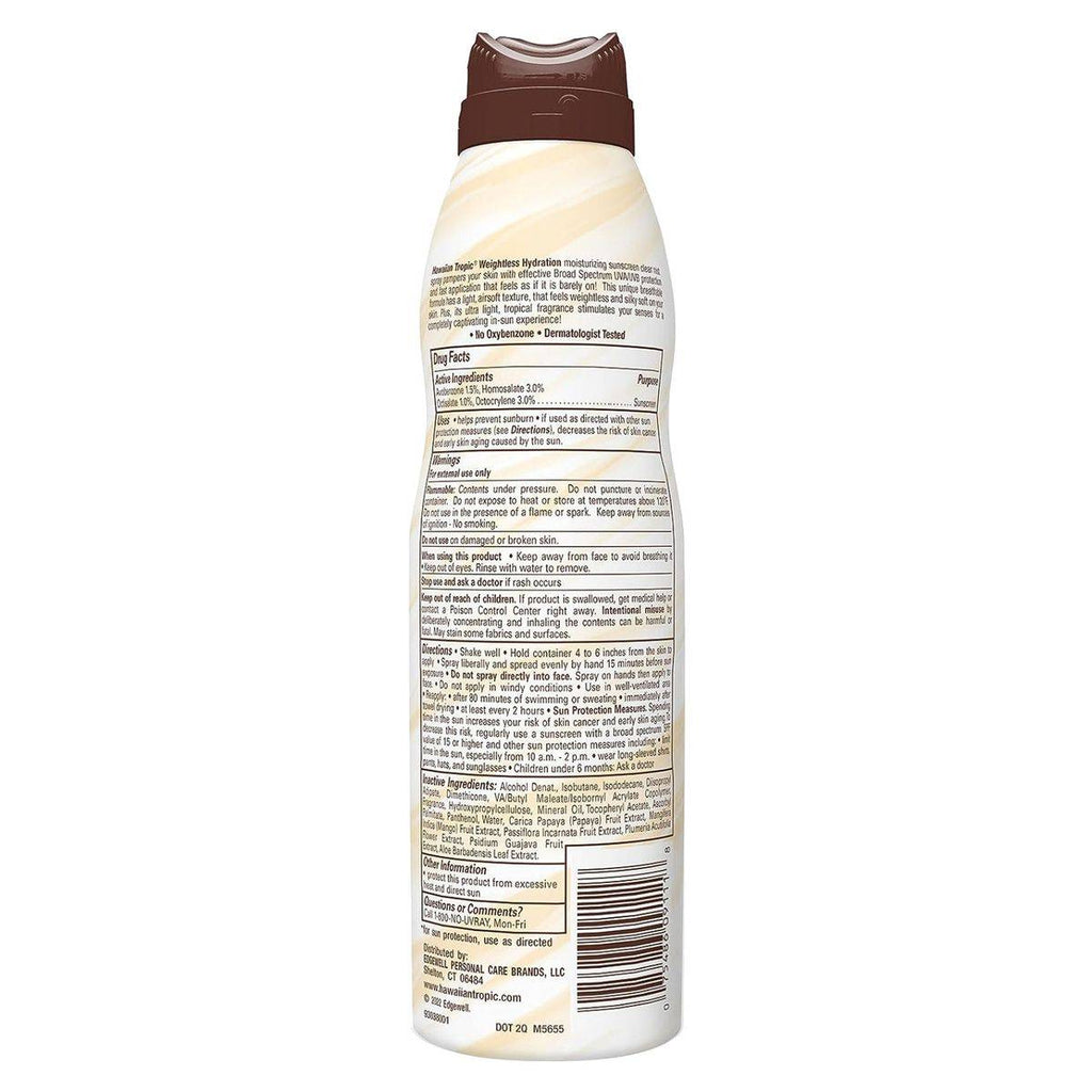 Hawaiian Tropic Silk Hydration Weightless Sunscreen Clear Spray SPF15 170g