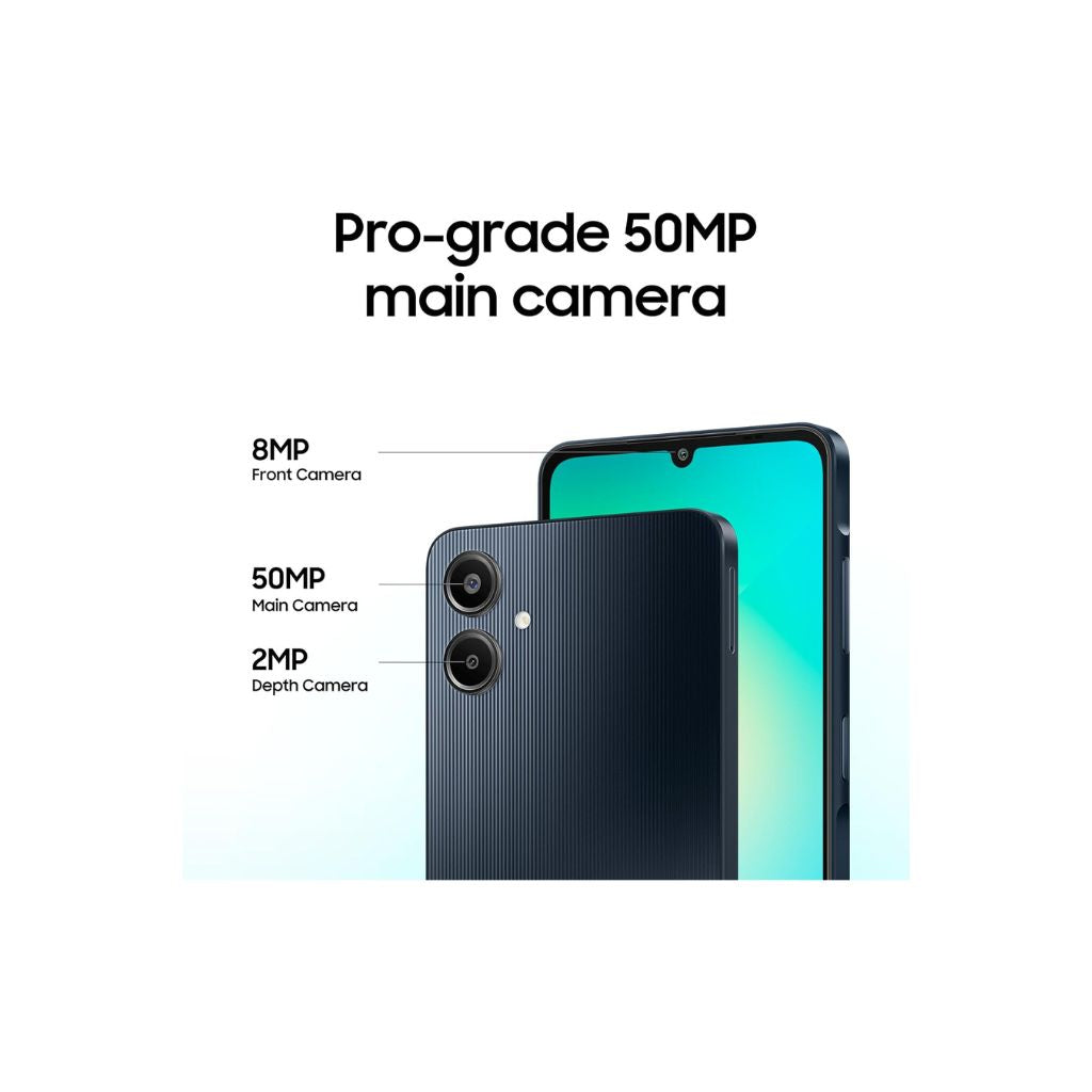 Samsung Galaxy A06 LTE (Black, 4GB RAM, 64GB Storage) | 50MP Dual Camera | 4 Gen OS Upgrades | IP54 Rating | Voice Focus | International Version
