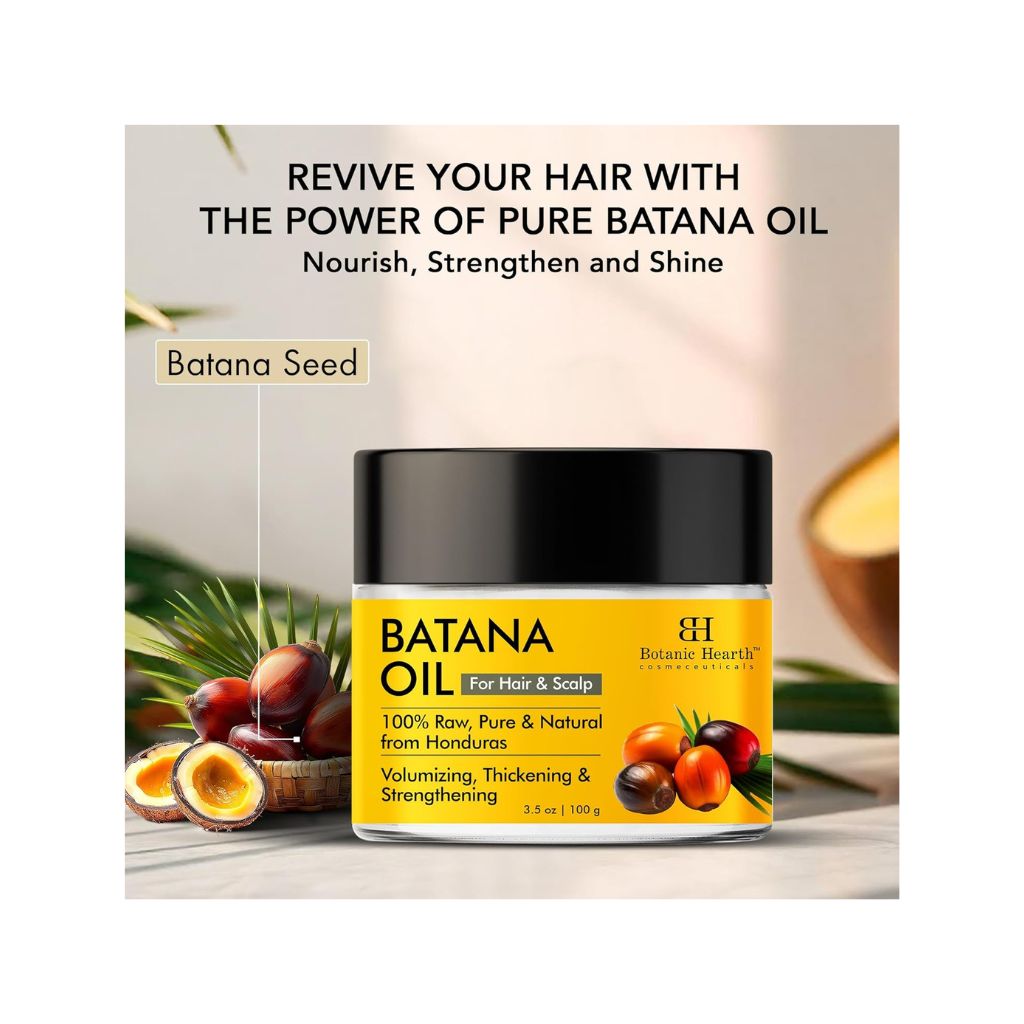 Botanic Hearth Batana Oil for Hair Growth | Batana Butter 100gm |Natural, Unrefined & Organic, Sourced from Honduras - Enhances Hair Thickness, Prevents Hair Loss, Repairs Damaged Hair for Men & Women