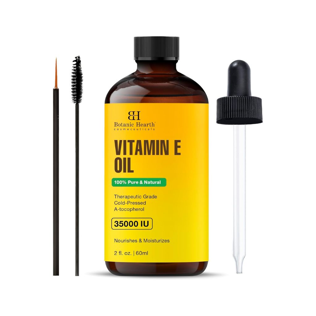 Botanic Hearth Vitamin E Oil | 100% Pure And Natural Oil For Growth Of Nails, Hair, Eyebrows & Eyelashes | 35,000 Iu | Hair & Body Oil With Eyebrow & Eyelash Brush| Secondary image