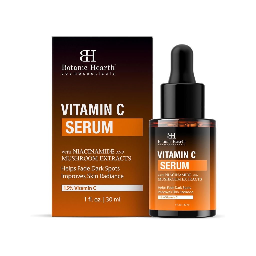 Botanic Hearth 15% Vitamin C Face Serum with Niacinamide, Hyaluronic Acid, Allantoin, Cica, Ferulic Acid & Vitamin E | Targets Dark Spots, Sun Damage, Wrinkles to Brighten & Even Tone Skin| 1fl oz