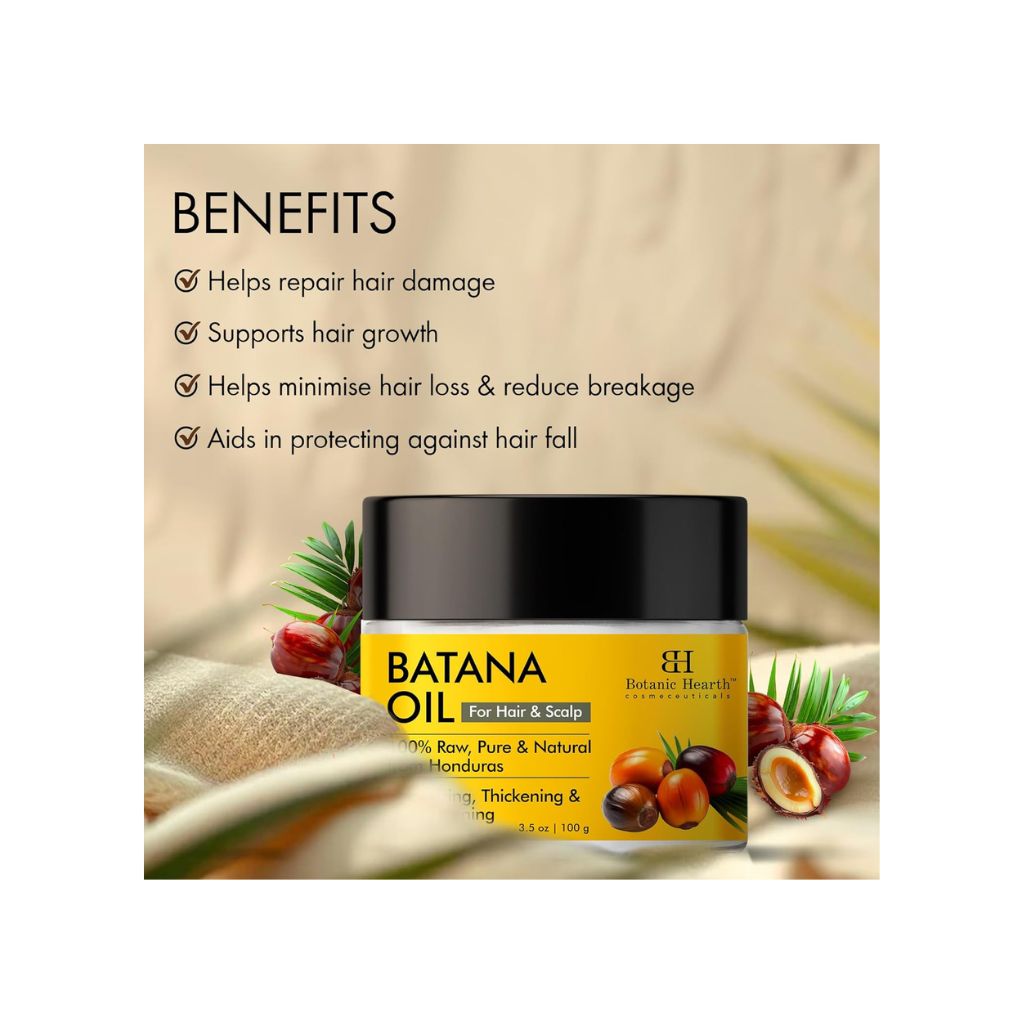Botanic Hearth Batana Oil for Hair Growth | Batana Butter 100gm |Natural, Unrefined & Organic, Sourced from Honduras - Enhances Hair Thickness, Prevents Hair Loss, Repairs Damaged Hair for Men & Women Main image