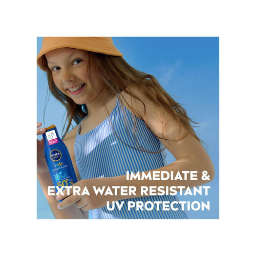 NIVEA SUN Kids Sunscreen Lotion, Protect & Care, SPF 50+, 5in1 Skin Protection, Very High and Immediate UVA & UVB Protection, Extra Water Resistant, 200ml